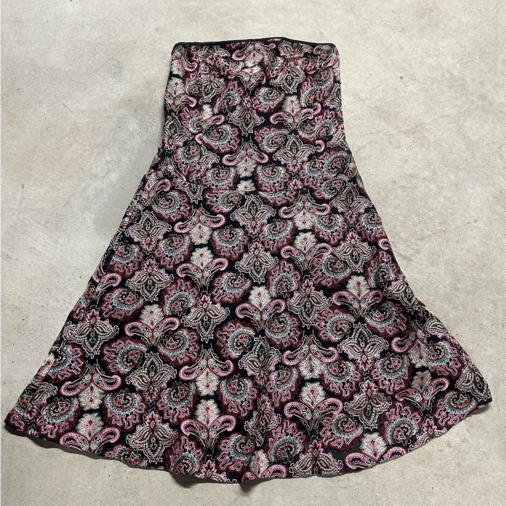 Tocca Embroidered Pink Paisley Strapless Silk Mini Dress Size 4